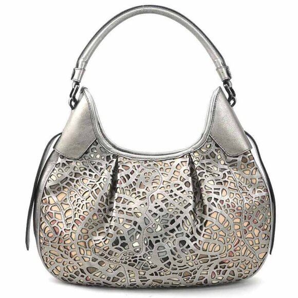 Auth BURBERRY Shoulder Bag Metallic Gray/Beige Leather/Canvas - e59932a - Picture 3 of 16